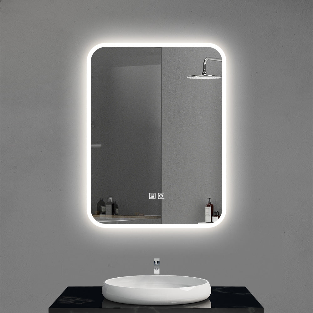 LED Bathroom Mirror with Double Touch Switch – 3 Color Temperature, Dimmable & Defogger