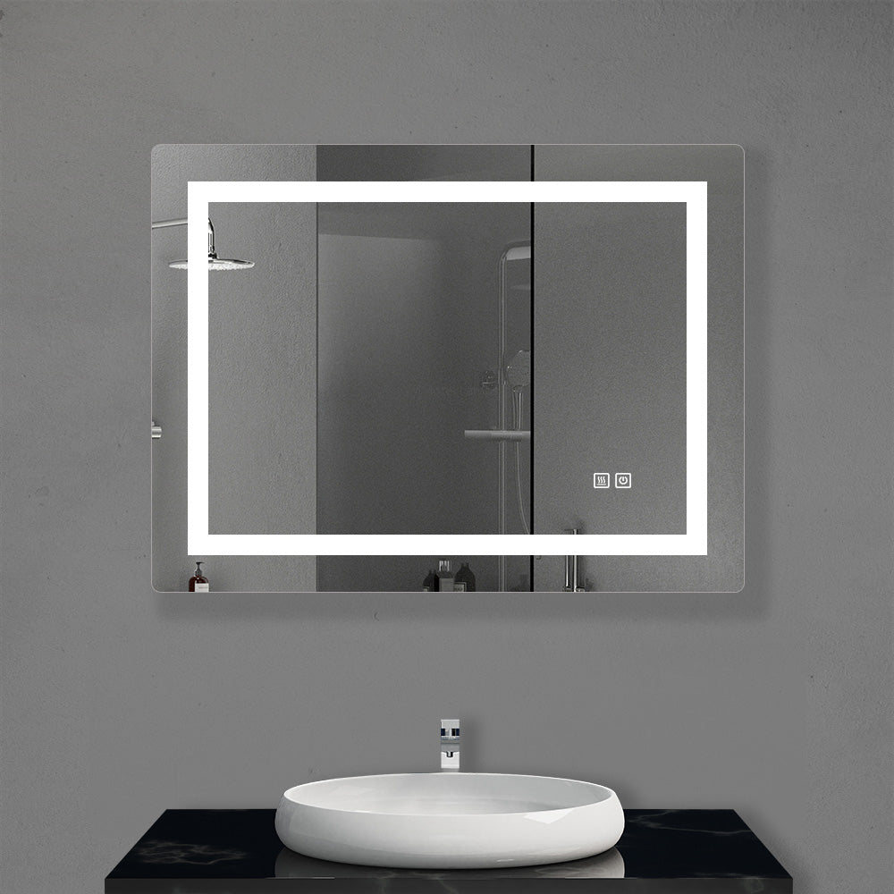 LED Bathroom Mirror with Single Touch Switch – 3 Color Temperature & Brightness Dimming