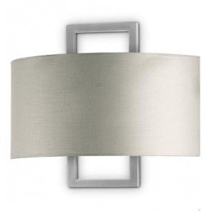 Hotel Corridor Wall Lamp – Satin Nickel with White Linen Shade
