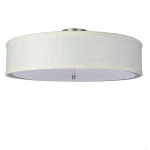 Drum Shade Ceiling Light for Hotel – 22" Satin Nickel Flush Mount with Acrylic Diffuser