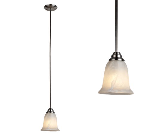 HL-P12 Outdoor Mini Pendant Light – Satin Nickel Finish with Opal Glass Shade