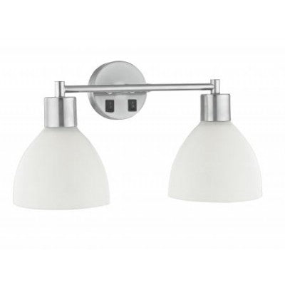 Hampton Inn Carefree Queen Headboard Sconce – Brushed Chrome with Frosted White Glass