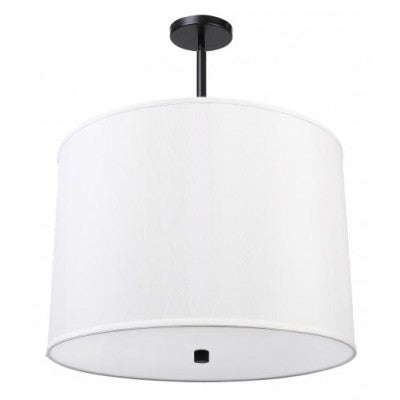 HLPL156005 Drum Shade Pendant Light – Satin Black with White Linen & Frosted Acrylic Diffuser for Best Western Hotel