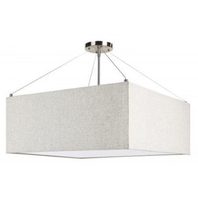 HLPL156004 Square Pendant Light – Brushed Nickel with White Linen & Frosted Acrylic Shade for Best Western Hotel