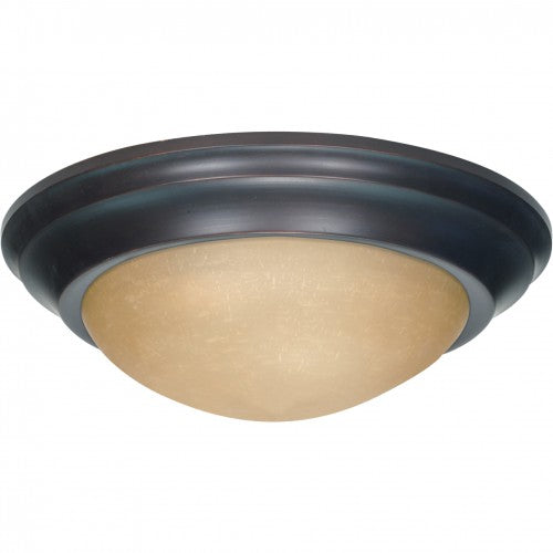 1-Light Small Twist & Lock Flush Mount Ceiling Light – Mahogany Bronze with Champagne Linen Glass | Modern Indoor Lighting