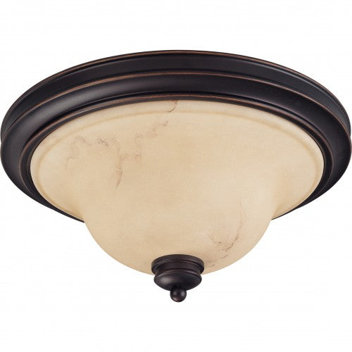 2-Light Large Dome Flush Mount Ceiling Light – Copper Espresso Finish with Honey Marble Glass Shades
