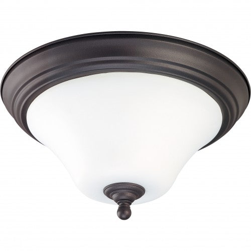 2-Light Large Dome Flush Mount Ceiling Light in Dark Chocolate Bronze with White Satin Glass
