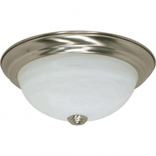 2-Light 11" Flush Mount Ceiling Lamp – Brushed Nickel with Alabaster Glass