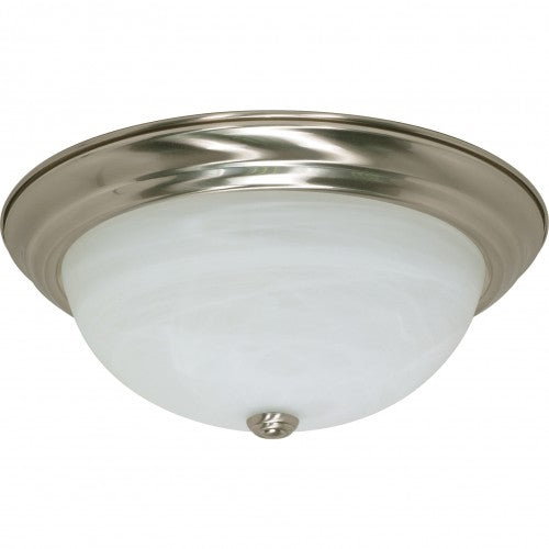 3-Light Flush Mount Ceiling Light in Brushed Nickel with Alabaster Glass
