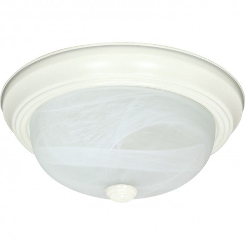 3-Light Flush Mount Ceiling Light in Textured White Finish with Alabaster Mushroom Glass and (3) 13W GU24 Lamps