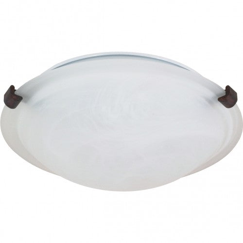 1-Light Tri-Clip Dome Flush Mount Ceiling Light – Old Bronze Finish with Alabaster Glass