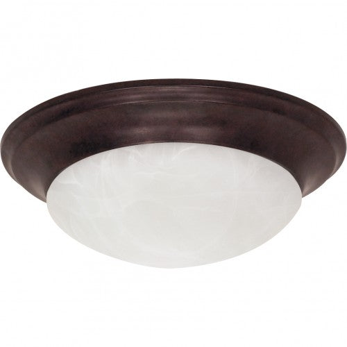 1-Light Small Dome Twist & Lock Flush Mount Ceiling Lamp – Old Bronze with Alabaster Glass