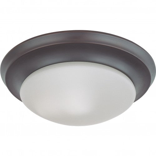 1-Light Small Twist & Lock Dome Flush Mount Ceiling Light – Mahogany Bronze Finish with Frosted White Glass