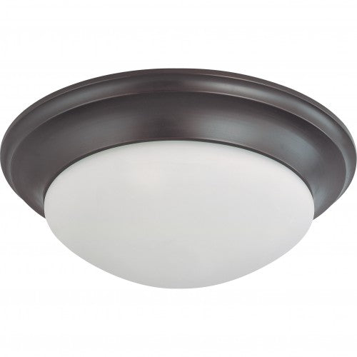 3-Light Large Twist & Lock Dome Flush Mount Ceiling Light – Mahogany Bronze Finish with Frosted White Glass