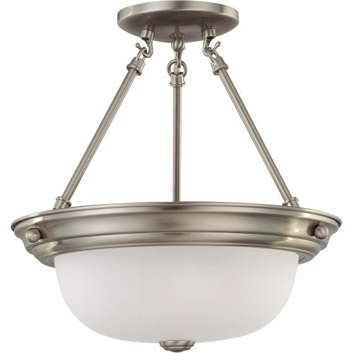 2-Light Medium Flush Mount Ceiling Light – Brushed Nickel Finish with Frosted White Glass