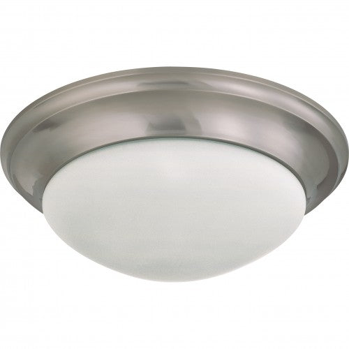 3-Light Twist & Lock Dome Large Flush Mount Ceiling Light in Brushed Nickel with Frosted White Glass