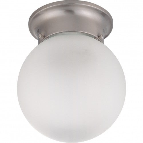 1-Light Flush Mount Ball Ceiling Light in Brushed Nickel with Frosted White Glass – Includes 1 GU24 Lamp