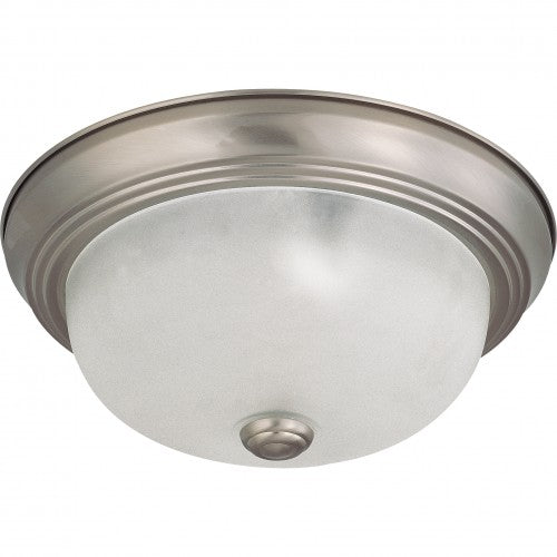2-Light Small Flush Mount Ceiling Light in Brushed Nickel with Frosted White Glass – Includes 2 GU24 Lamps