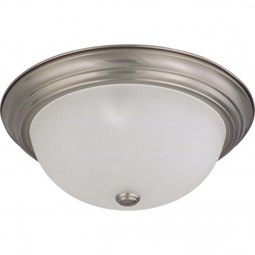 3-Light Large Flush Mount Ceiling Light in Brushed Nickel with Frosted White Glass – Includes 3 GU24 Lamps