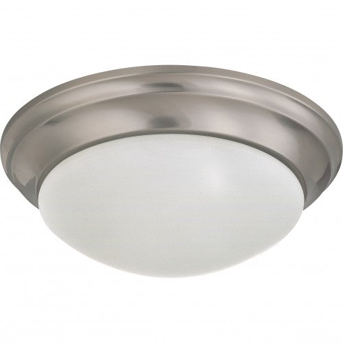 2-Light Twist & Lock Dome Medium Flush Mount Ceiling Light in Brushed Nickel with Frosted White Glass – Includes 2 GU24 Lamps