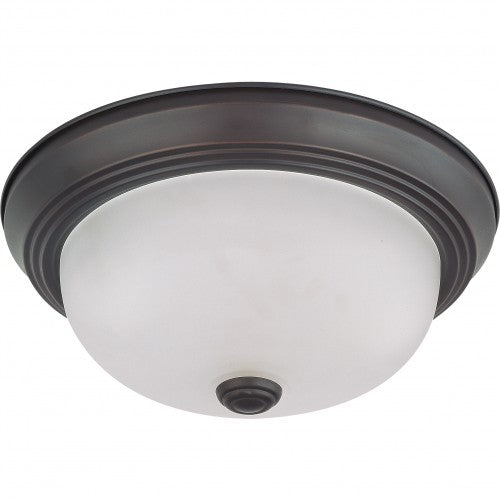 2-Light 11" Flush Mount Ceiling Light in Mahogany Bronze with Frosted White Glass – Includes 2 GU24 Lamps