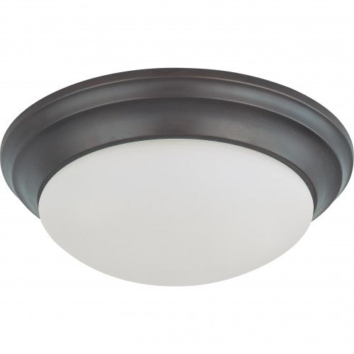 2-Light Twist & Lock Dome Medium Flush Mount Ceiling Light in Mahogany Bronze with Frosted Glass – Includes 2 GU24 Lamps