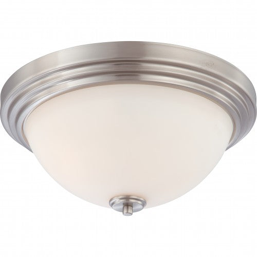 3-Light Flush Mount Ceiling Lamp – Brushed Nickel with White Satin Glass | Modern Indoor Lighting