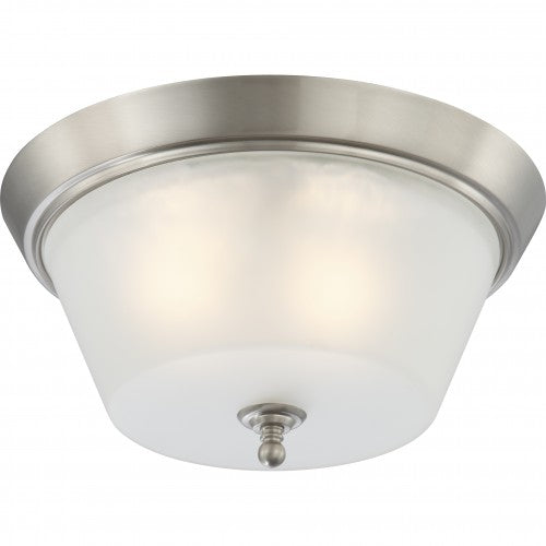 3-Light Close-to-Ceiling Flush Mount Ceiling Light – Brushed Nickel Finish with Frosted Glass