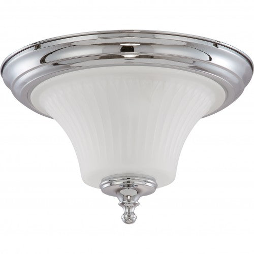 2-Light Polished Chrome Dome Flush Mount Ceiling Lamp with Frosted Etched Glass – Modern Fixture