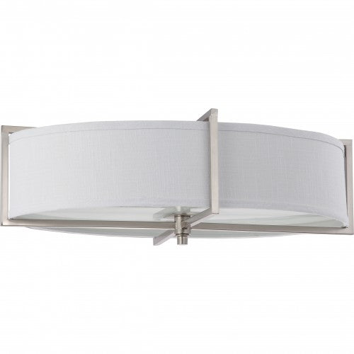 6-Light Large Brushed Nickel Flush Mount Ceiling Lamp with Slate Gray Shade – Modern Fixture