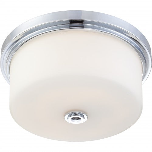3-Light Flush Mount Ceiling Light in Polished Chrome with White Satin Glass