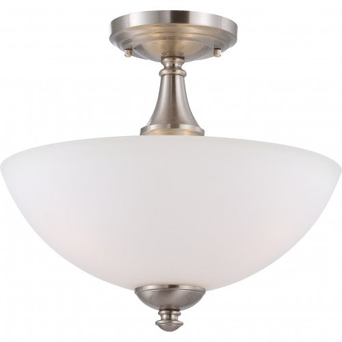3-Light Close-to-Ceiling Semi-Flush Mount Lamp – Brushed Nickel with Frosted Glass | Modern Indoor Lighting