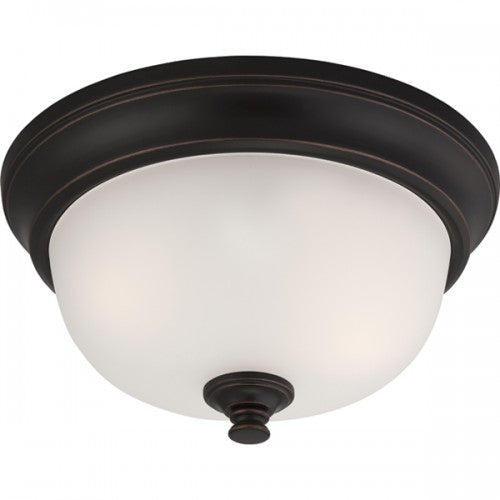 2-Light Flush Mount Ceiling Light in Sudbury Bronze Finish with Frosted Glass