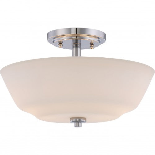 Willow 2-Light Semi-Flush Mount Ceiling Light – White Glass