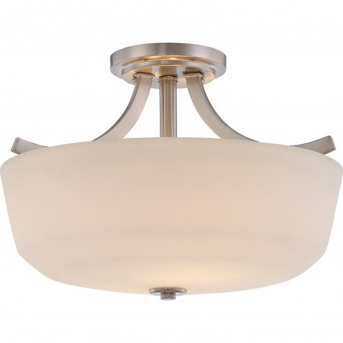 Laguna 2-Light Semi-Flush Ceiling Fixture – White Glass Shades