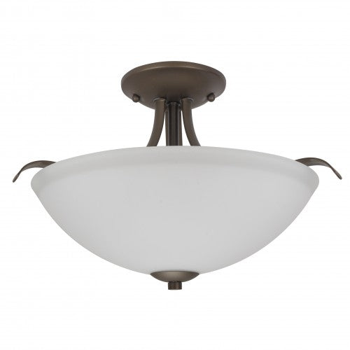 Dillard 2-Light Semi-Flush Mount Ceiling Fixture with White Glass