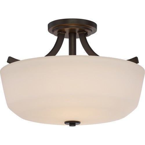 Laguna 2-Light Semi-Flush Mount Ceiling Fixture – White Glass