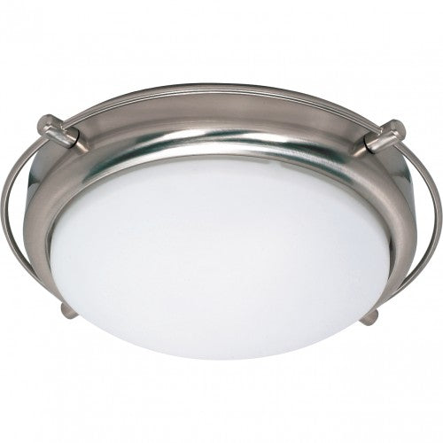 2-Light Dome Flush Mount Ceiling Light – Brushed Nickel Finish with White Opal Glass