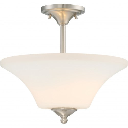 Fawn 2-Light Semi-Flush Mount Ceiling Fixture – White Glass