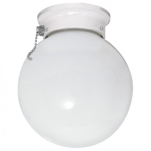 HLCLN60022 6" 1-Light LED Ceiling Fixture – White Globe with Pull Chain Switch