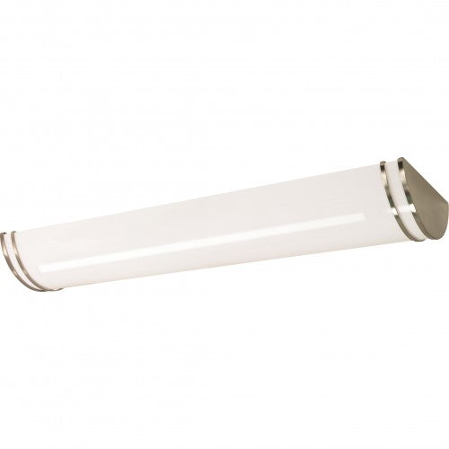 3-Light 50" Linear Flush Mount Ceiling Light – White Finish with Brushed Nickel Trim