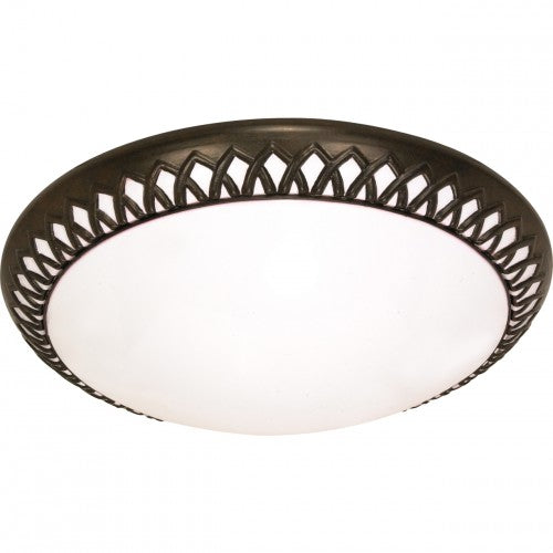 3-Light Medium Round Flush Mount Ceiling Light in Old Bronze with Frosted Glass – Includes 3 GU24 Bulbs