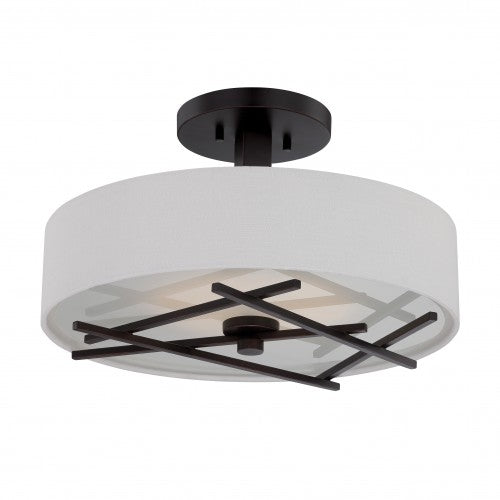 Semi Flush Mount LED Ceiling Light in Patina Bronze Finish – Modern Indoor Ceiling Fixture