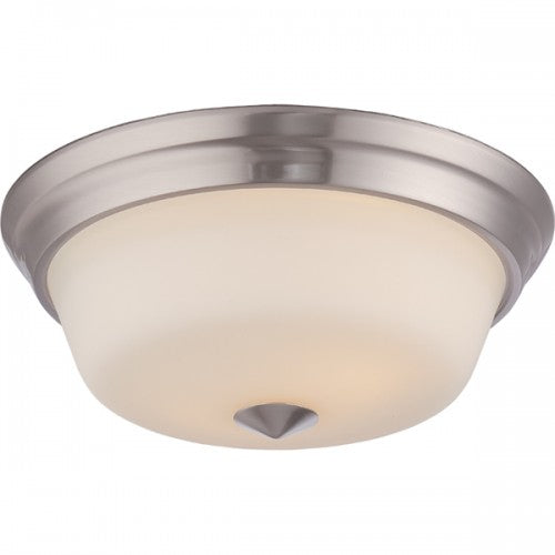 2-Light LED Brushed Nickel Flush Mount Ceiling Lamp with Satin White Glass – Modern Fixture