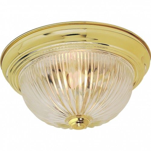 3-Light 15" Close-to-Ceiling Flush Mount Ceiling Lamp with Clear Ribbed Glass – Modern Fixture