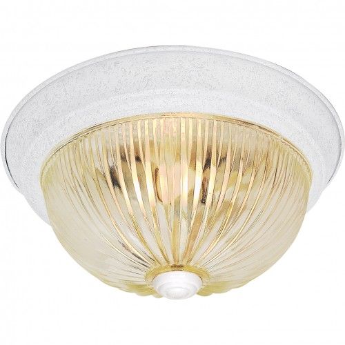 2-Light 13-Inch Close-to-Ceiling Flush Mount LED Ceiling Fixture with Clear Ribbed Glass – HLCLN60152