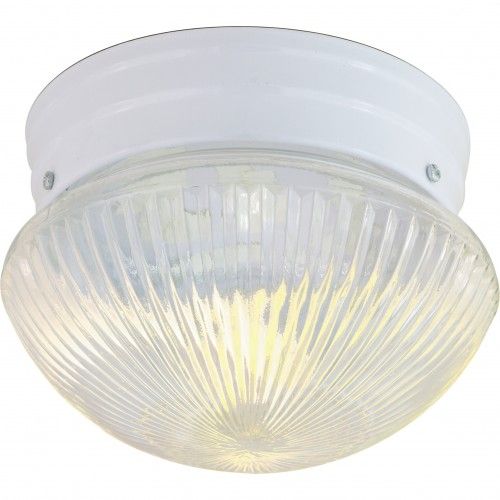 2-Light 10-Inch Close-to-Ceiling Flush Mount LED Ceiling Fixture with Medium Clear Ribbed Mushroom Glass – HLCLN60141