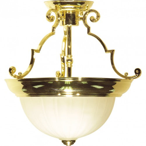 2-Light 13-Inch Close-to-Ceiling Semi-Flush LED Ceiling Fixture with Frosted Dome Melon Glass – HLCLN60130