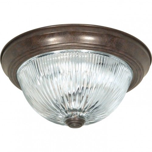 2-Light 11-Inch Close-to-Ceiling LED Flush Mount Ceiling Fixture with Clear Ribbed Glass – HLCLN60121