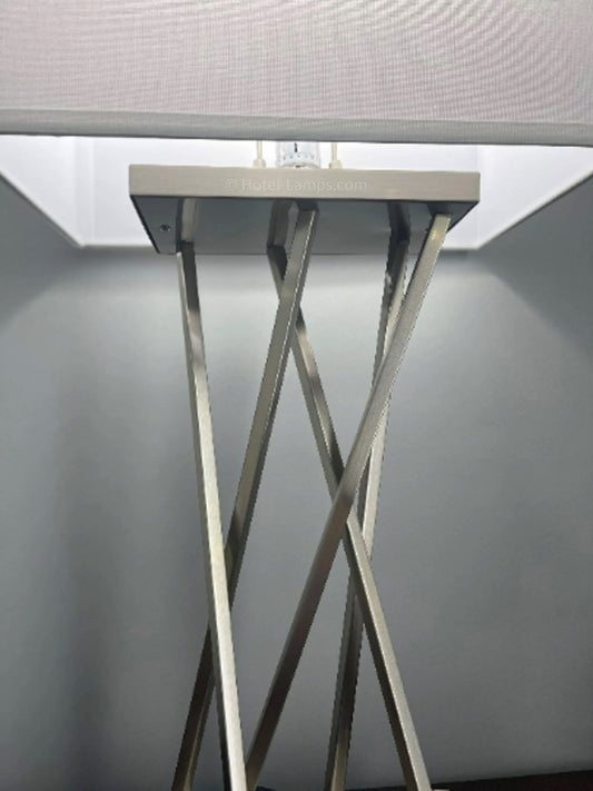 Architectural Table Lamp – Modern Angled Design with Outlet Charging Port